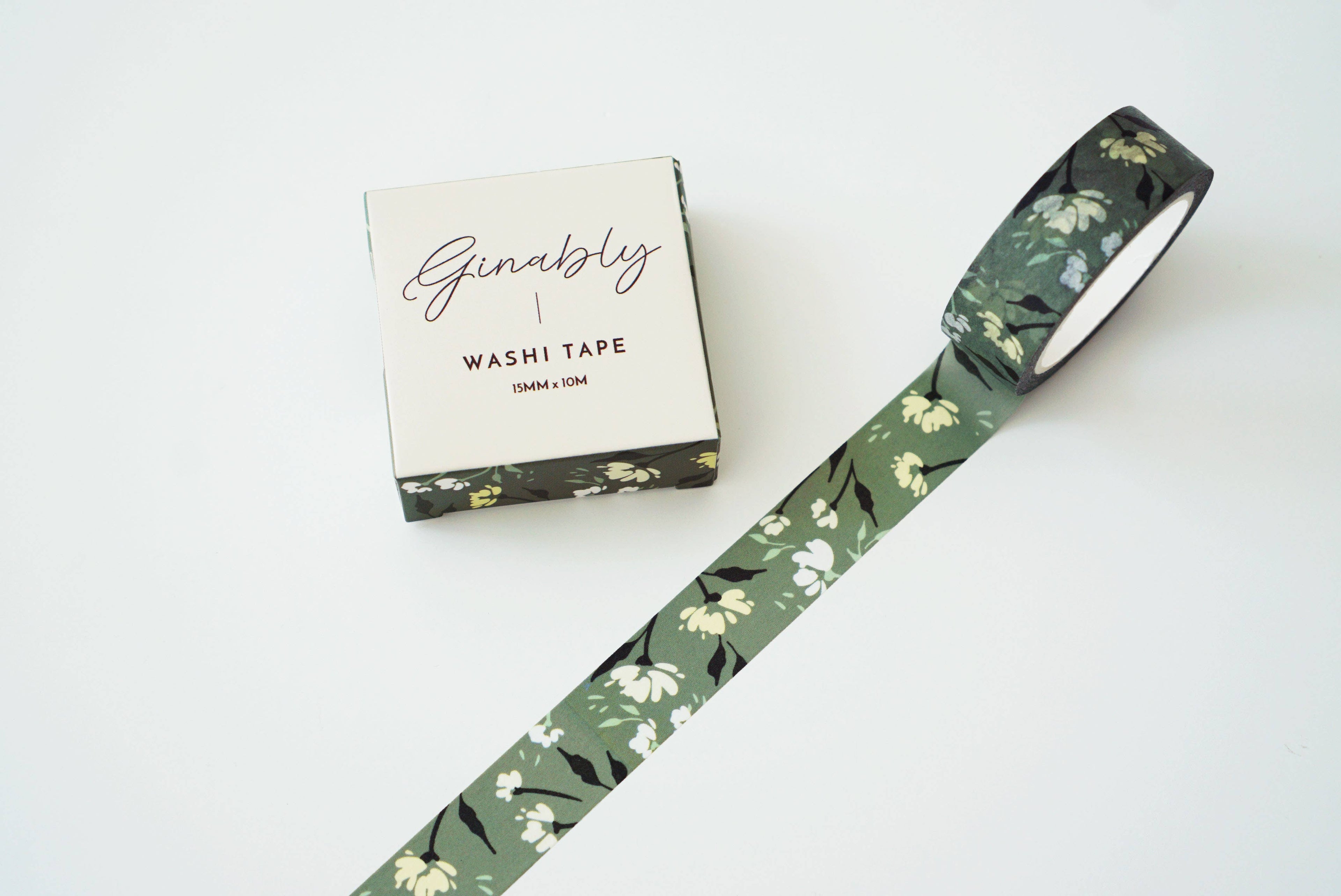 Elegant Green Floral Washi Tape