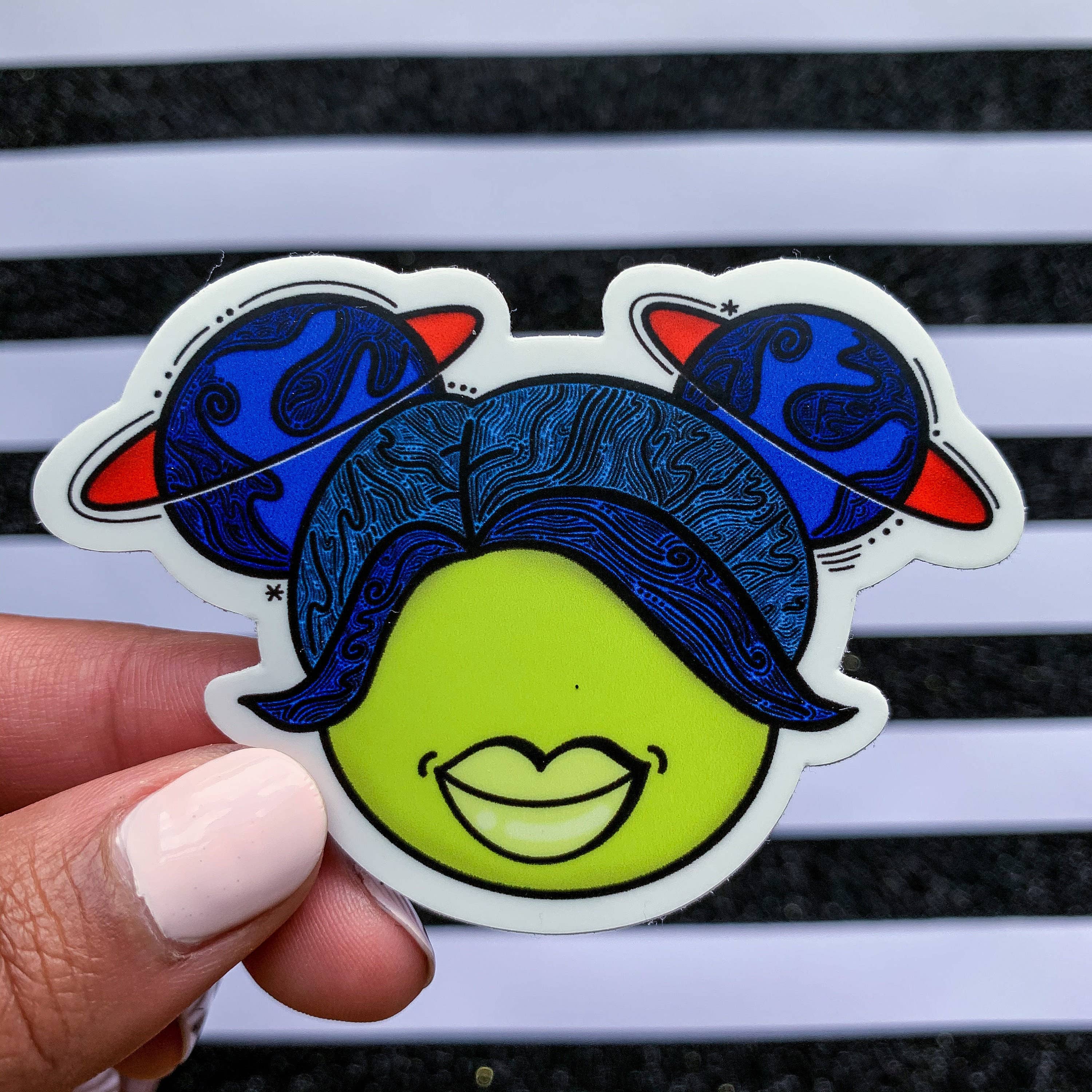 Cute Space Girl With Space Buns Vinyl Sticker