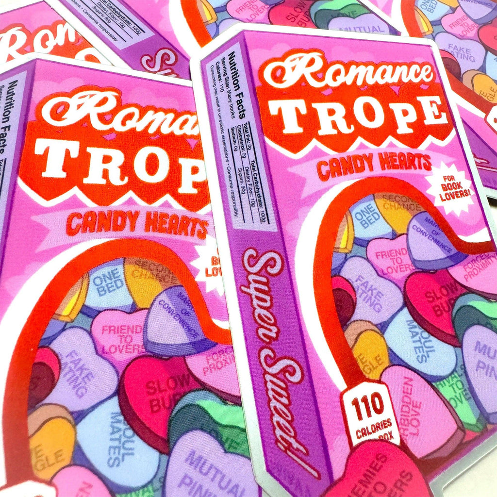 Romance Trope Candy Hearts Box Sticker